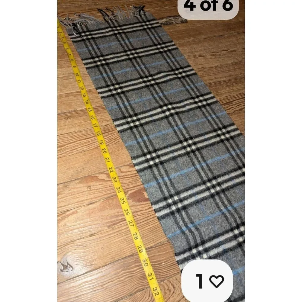 Burberry London Cashmere scarf blue grey cream